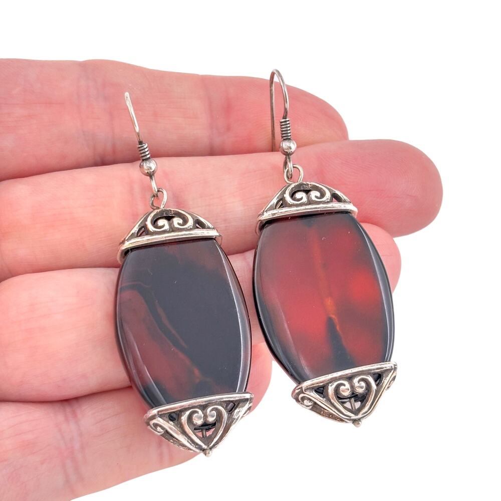 Vintage Sterling Silver 925 Carnelian Earrings